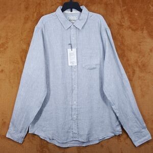 HERITAGE Shirt Mens XL Gray Long Sleeve Button Up 100% Linen